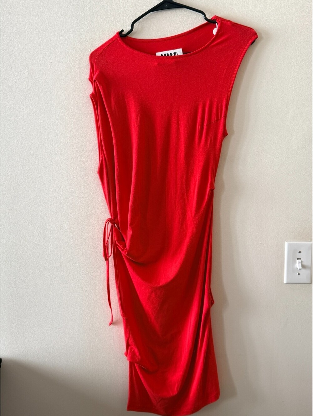 MM6 Maison Martin Margiela Red Asymmetrical Jersey Midi Dress SMALL BNWT NEW